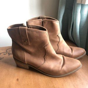 Cowboy Western Ankle Bootie Brown Low Heel